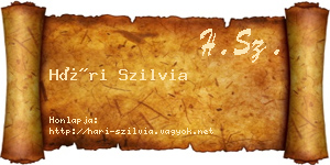 Hári Szilvia névjegykártya